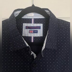English Laundry Men's Navy Pin Dot Shirt